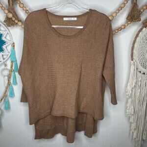 Subtle Luxury Tan Hi Lo Cashmere Sweater